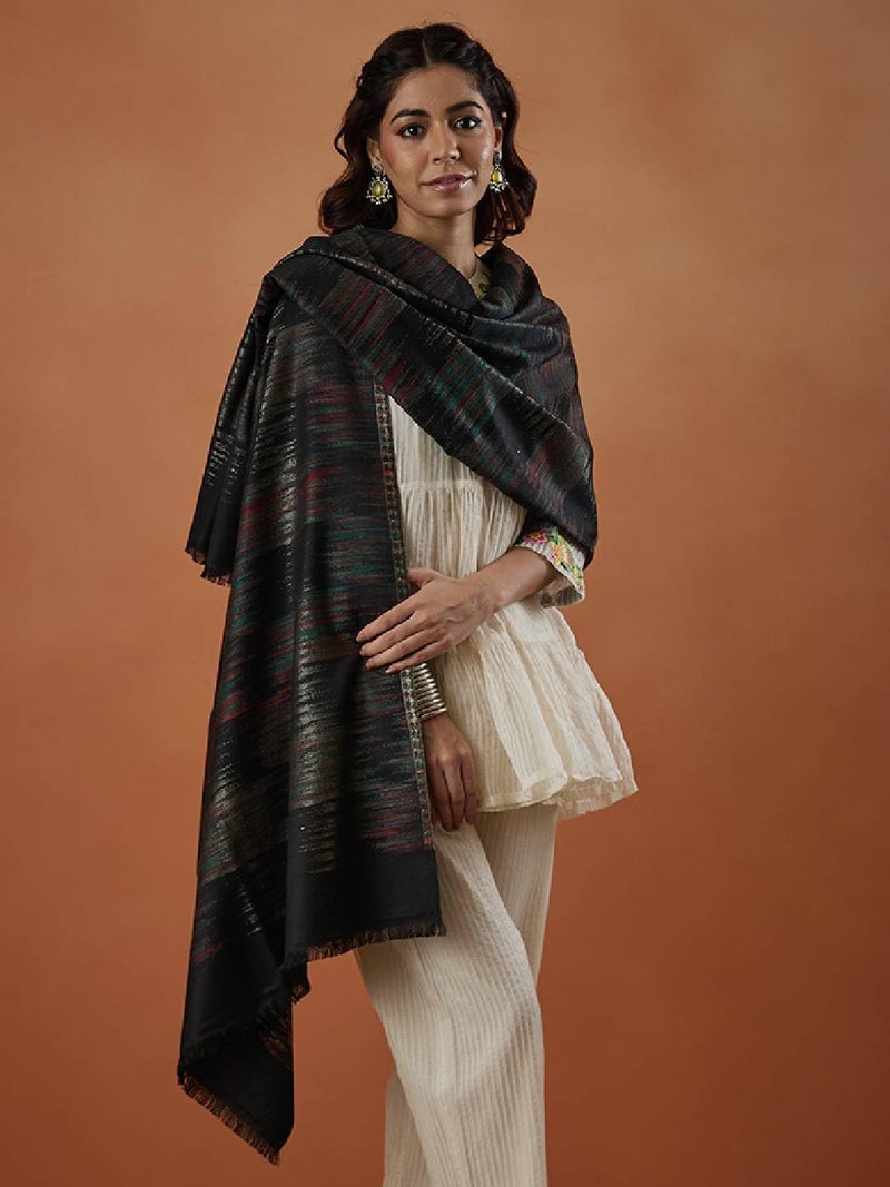 Pashmoda Women Rukhsaar Kaani Wool Blend Stole, Shawl, Scarf, Luxury Pashmina Evening Wrap (Size 28X80 inches) - Image 2