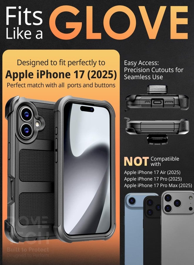 ROME TECH Designed for iPhone 17 Case with Belt Clip Holster, Kickstand Slim Cover Phone Case for iPhone 17 - Black - Image 2