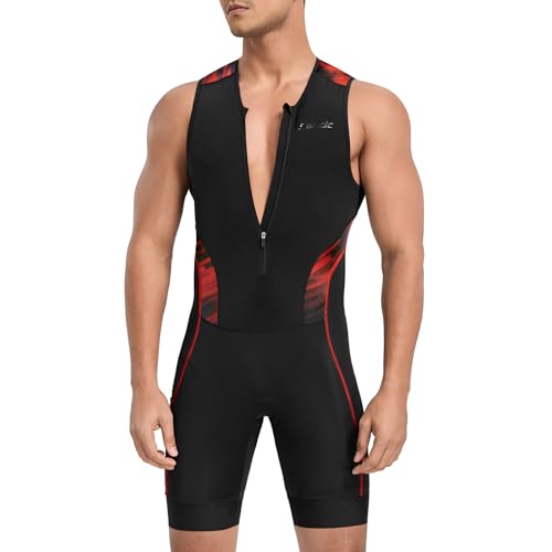 Santic Mens Triathlon Suit Sleeveless Skinsuit Padded QuickDry Swim Bike Run with PocketsBlackredXL - Image 3