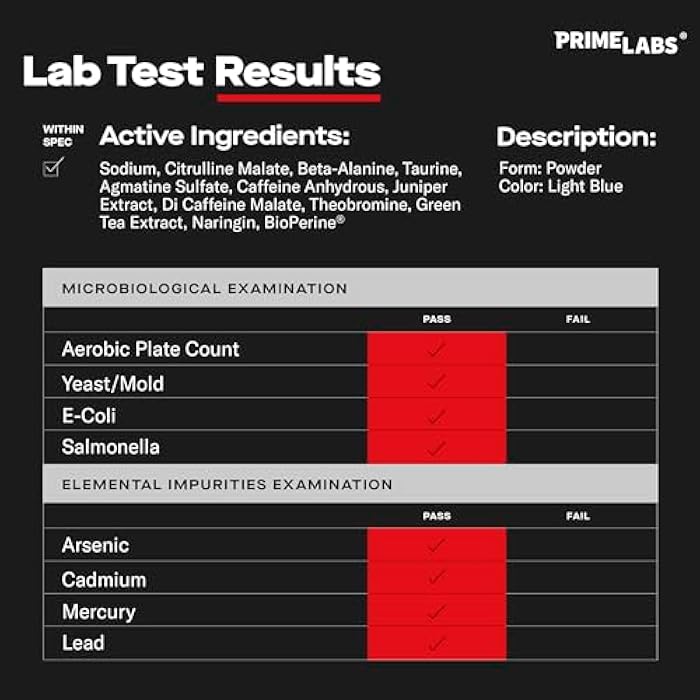 Prime Labs Pre Workout Powder for Men - with Citrulline Malate, Beta-Alanine, and Natural Caffeine - Energy, Focus, Power - Blue Lemonade Flavor - 30 Servings - Image 5