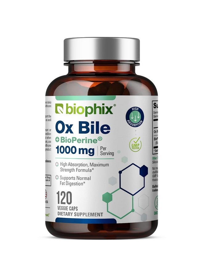 biophix بيوفيكس عصارة الصفراء 1000 ملغ مع بايوبرين 120 كبسولة نباتية - مكمل إنزيمات هضمية عالية الامتصاص - دعم التمثيل الغذائي للكبد والدهون في الجهاز الهضمي - Image 1