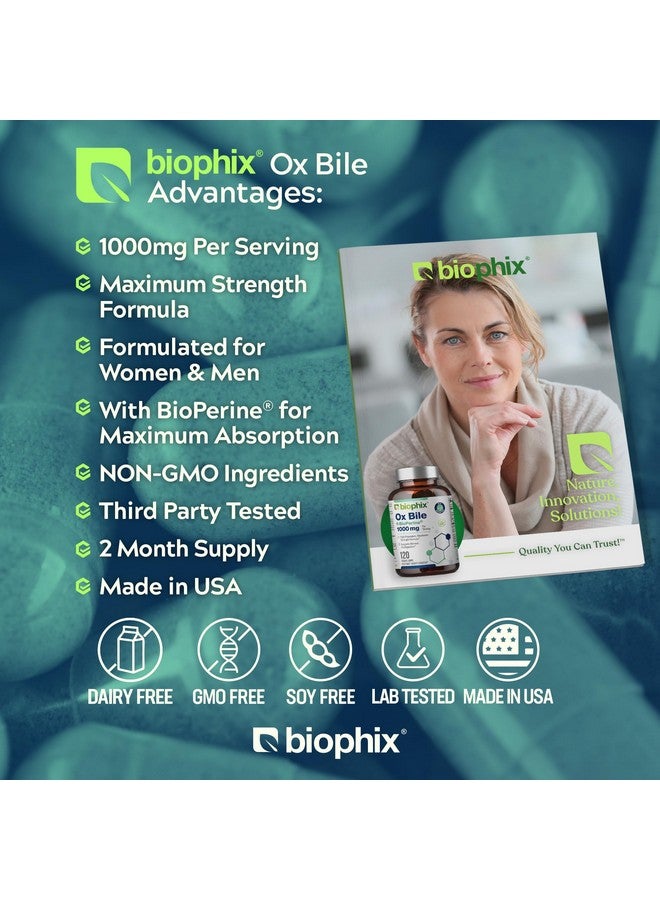 biophix بيوفيكس عصارة الصفراء 1000 ملغ مع بايوبرين 120 كبسولة نباتية - مكمل إنزيمات هضمية عالية الامتصاص - دعم التمثيل الغذائي للكبد والدهون في الجهاز الهضمي - Image 3
