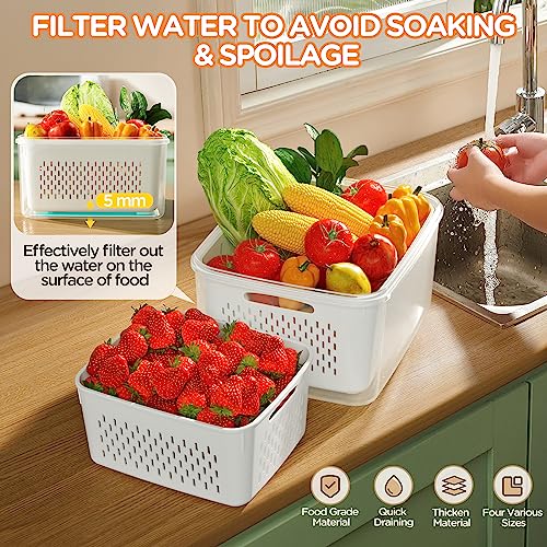 Winproper 8-Pack Fruit Storage Containers for Fridge, Leakproof Fruit Containers for Fridge with Colanders, BPA-Free Produce Storage Containers with Lids Keep Fruits, Vegetables, Berry, Meat Fresh longer - Image 3