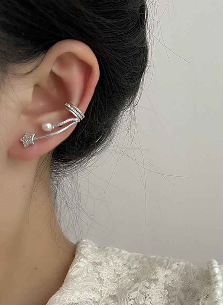 موضة سريعة نجوم حبة حجحر الراين مجوهرات فضي - Image 1