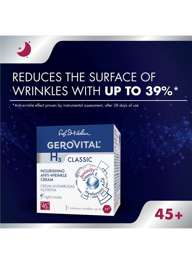 GEROVITAL  - H3 Classic Nourishing Anti Wrinkle Night Cream With Juvinity™ + Vitamin E + Hyaluronic Acid 45+ (50 Ml) - Image 1