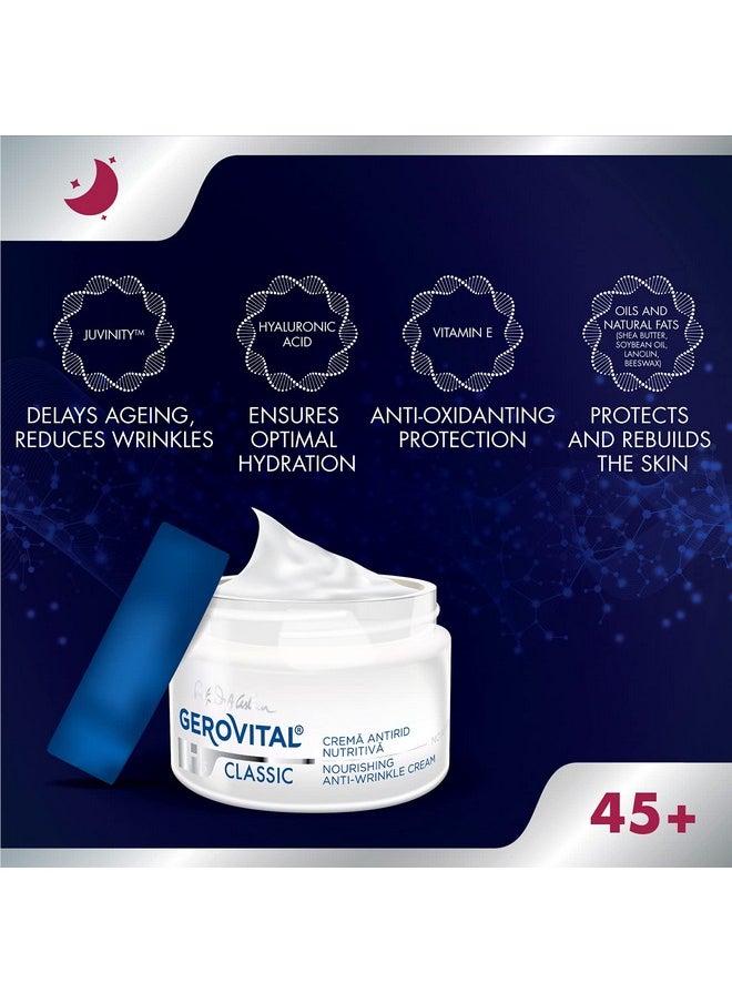 GEROVITAL  - H3 Classic Nourishing Anti Wrinkle Night Cream With Juvinity™ + Vitamin E + Hyaluronic Acid 45+ (50 Ml) - Image 1