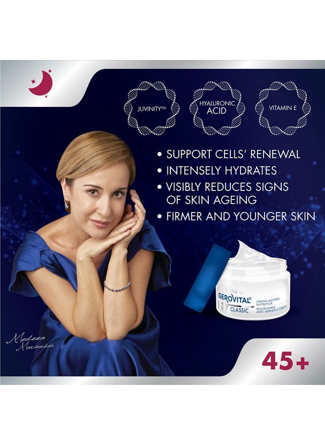 GEROVITAL  - H3 Classic Nourishing Anti Wrinkle Night Cream With Juvinity™ + Vitamin E + Hyaluronic Acid 45+ (50 Ml) - Image 1