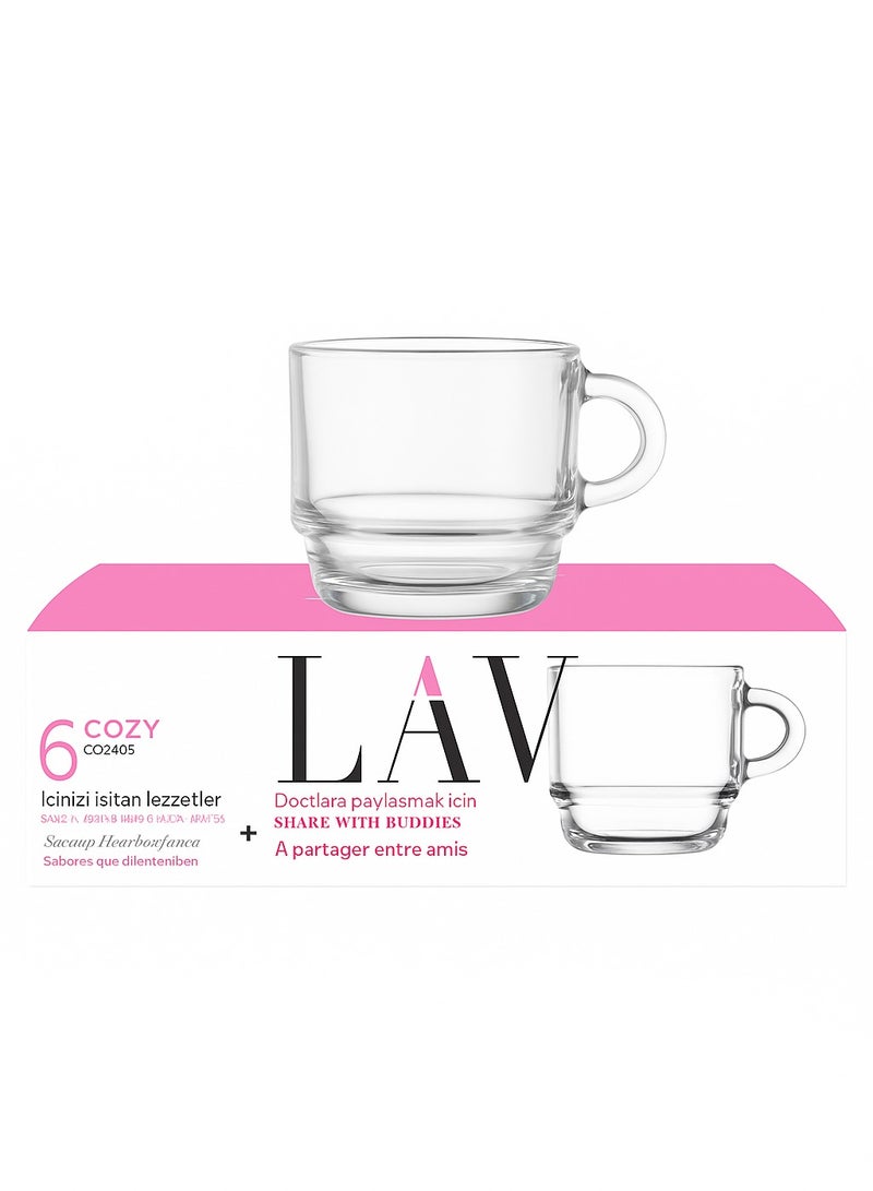 لاف طقم أكواب قهوة زجاجية شفاف مكوّن من 6 قطع 91مل - Image 2