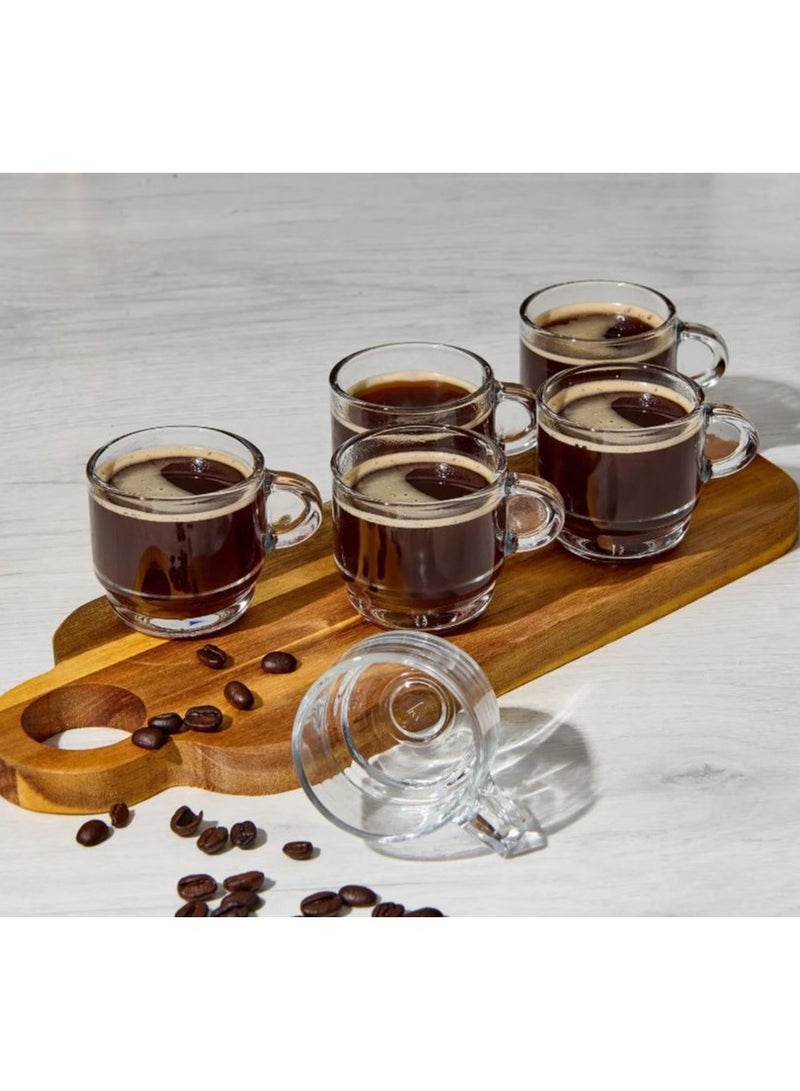 لاف طقم أكواب قهوة زجاجية شفاف مكوّن من 6 قطع 91مل - Image 4