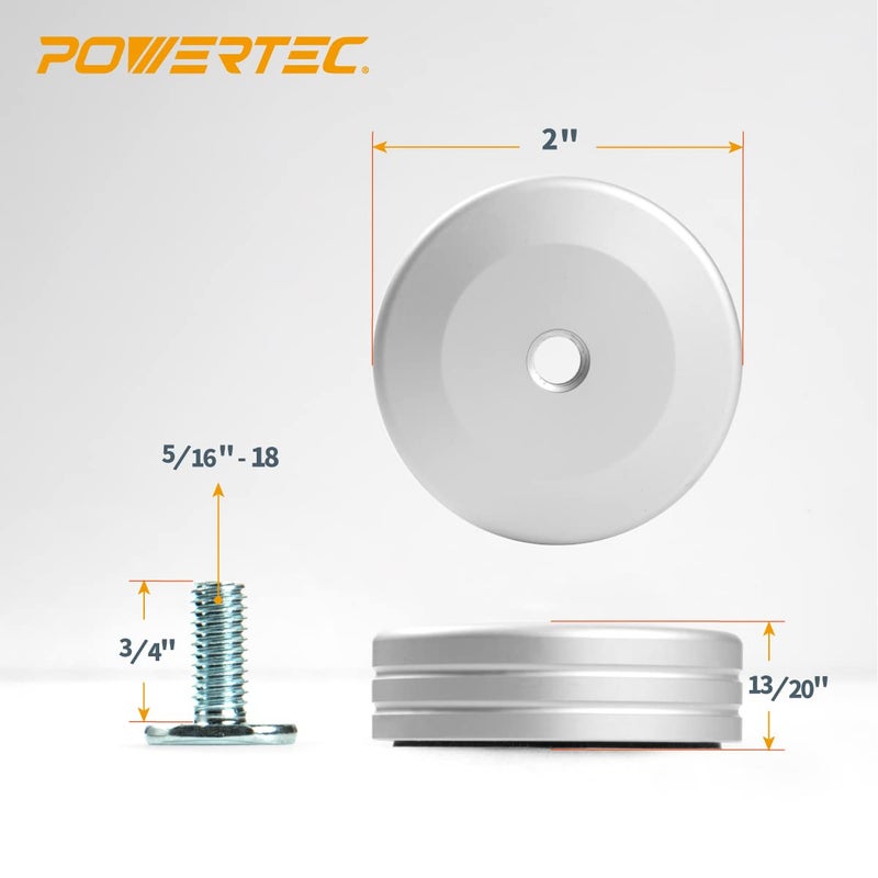 POWERTEC 71669 Round T-Track Stop for Circular and Angle Work Pieces, T Track Stop Block for T-Track Woodworking, Sanding, and Routing, 2PK - Image 4
