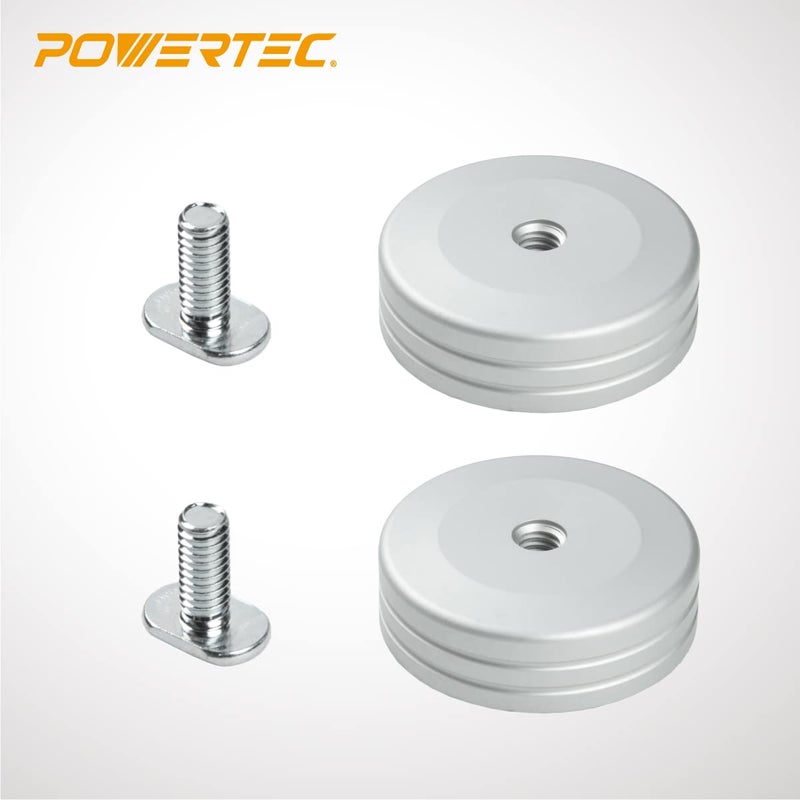POWERTEC 71669 Round T-Track Stop for Circular and Angle Work Pieces, T Track Stop Block for T-Track Woodworking, Sanding, and Routing, 2PK - Image 2