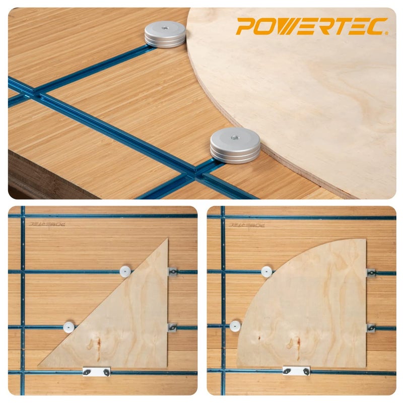 POWERTEC 71669 Round T-Track Stop for Circular and Angle Work Pieces, T Track Stop Block for T-Track Woodworking, Sanding, and Routing, 2PK - Image 5