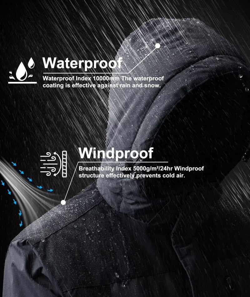 Zoofly Winter Jackets Mens Warm Fleece Windproof Skiing Coats for Men Waterproof Outdoor Jacket with Hooded Dark Grey 2XL - Image 3