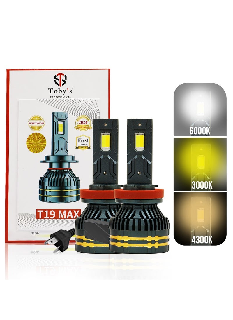 Toby's Toby's T19 Max H4 130W/Pair Power Original Tested LED Headlight Assembly 13000 Lumens Bright 3 Colors With Temperature (6000K,4300K,3000K)  - Image 1