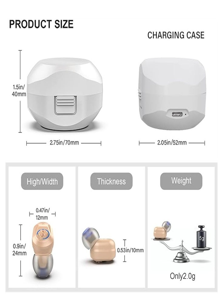 Generic - Hearing Aids for Seniors Rechargeable with Noise Cancelling, Hearing Amplifier for Adults with Severe Hearing Loss, 16 Channels Digital Chip Sound Process with Magnetic Contact Charging Box, A Pair - Image 1