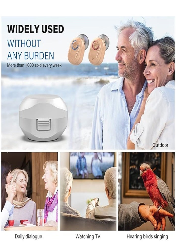 Generic - Hearing Aids for Seniors Rechargeable with Noise Cancelling, Hearing Amplifier for Adults with Severe Hearing Loss, 16 Channels Digital Chip Sound Process with Magnetic Contact Charging Box, A Pair - Image 1