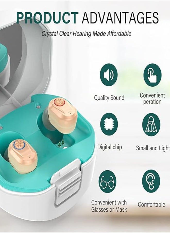 Generic - Hearing Aids for Seniors Rechargeable with Noise Cancelling, Hearing Amplifier for Adults with Severe Hearing Loss, 16 Channels Digital Chip Sound Process with Magnetic Contact Charging Box, A Pair - Image 1