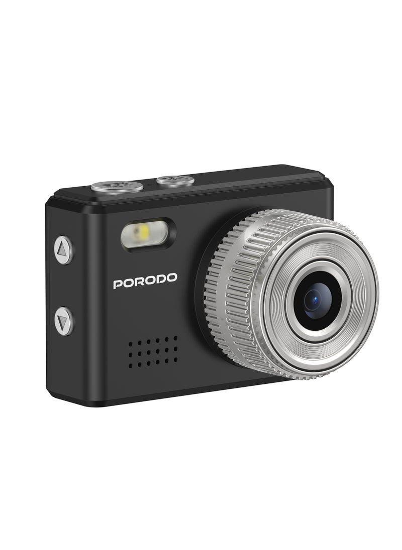 porodo Lifestyle Snap & Go Mini Digital Camera 2MP / Full HD Camera Video Resolution / Portable Camera with Lightweight / 6 Color Filters / Instant Webcam Function / AVI and JPG Format - Black  - Image 1