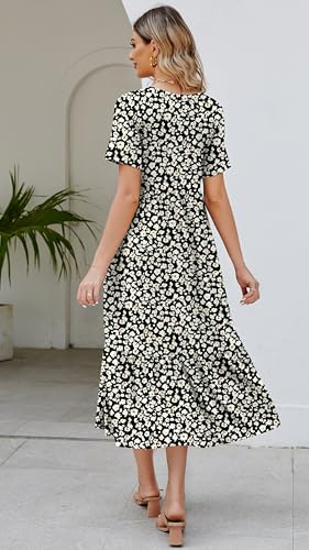 Jeqeocafy Summer Dresses for Women Flowy Maxi Sundress Short Sleeve Tiered Beach Dress with Pockets 2026 Vacation Travel - Image 4