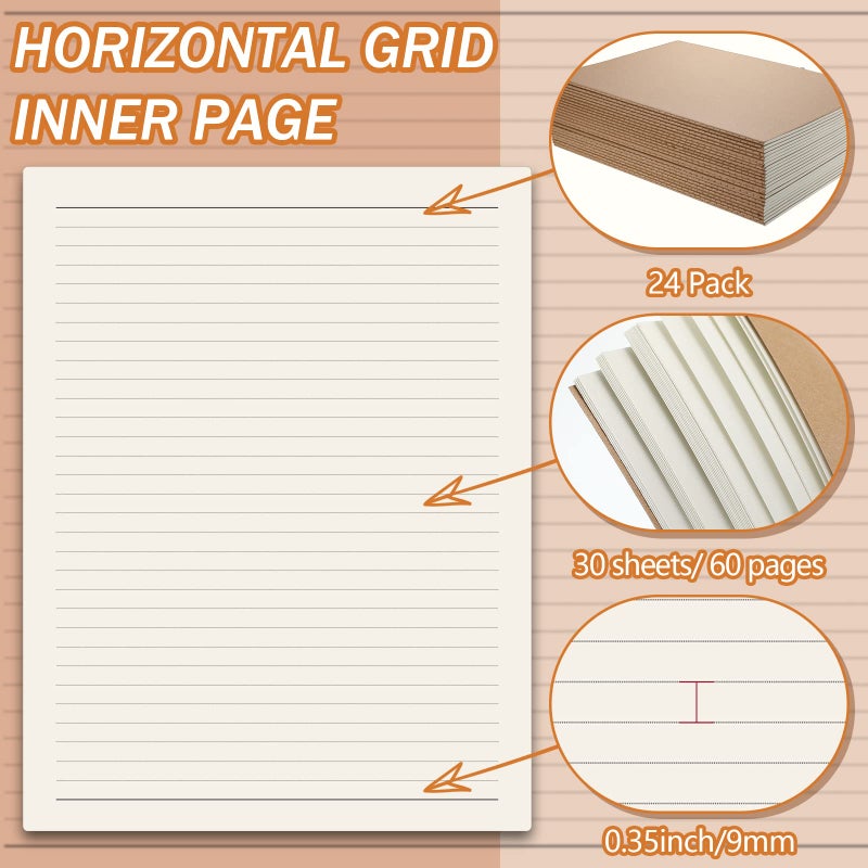 Lincia 24 Pack Large Kraft Notebooks Bulk, 8.5 x 11 Inch College Ruled A4 Subject Diary Journals Notebooks for Office Notes Writing Supplies, 60 Pages - Image 3