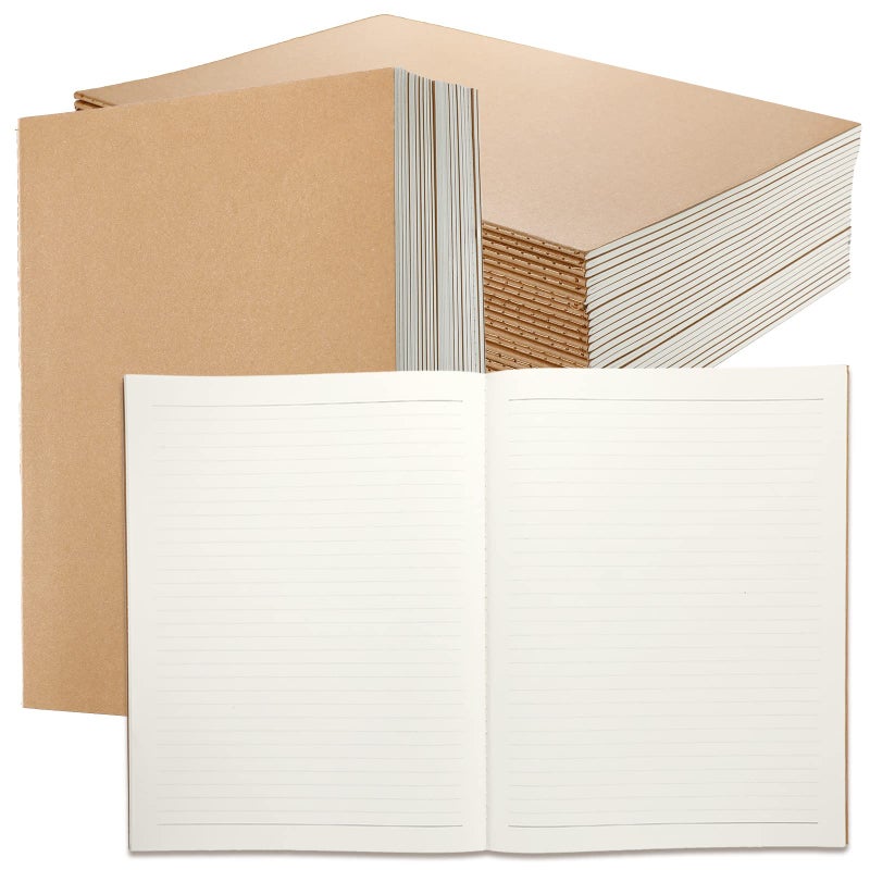 Lincia 24 Pack Large Kraft Notebooks Bulk, 8.5 x 11 Inch College Ruled A4 Subject Diary Journals Notebooks for Office Notes Writing Supplies, 60 Pages - Image 1
