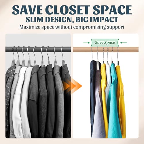 Sishynio 30PACK Slim Plastic Clothes Hangers, Ultra-Slim Non Slip Coat Hangers Suit with Rubber Pad, Cloth Hanger & 360° Swivel Hook, Heavy Sturdy Space-Saving Organizers for Coats, Pants, Suits, Shirts - Image 3
