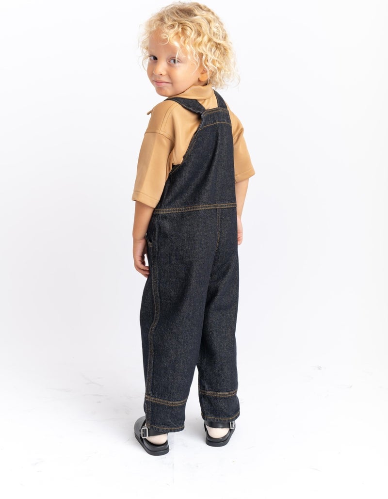 Oliven The Kid Unisex Side Pocket Long Leg Denim Overalls Black  - Image 4