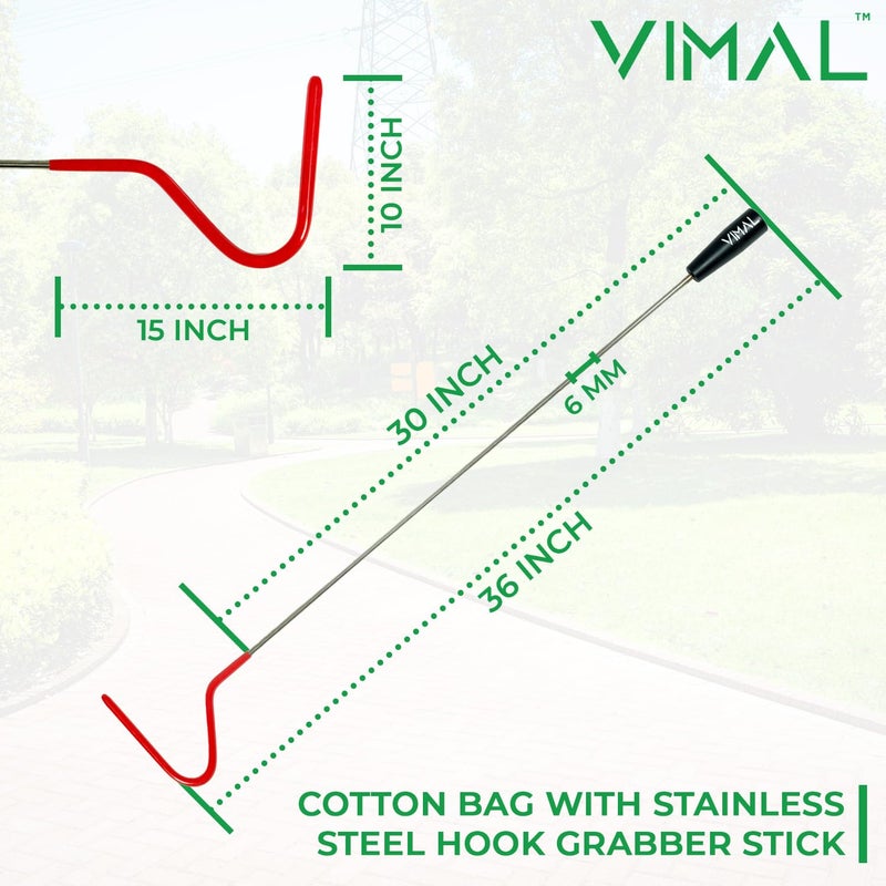 Vimal Cotton Bag with Stainless Steel Hook Grabber Stick Multicolor - Image 2