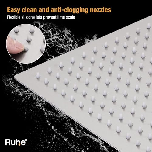 Ruhe® Aplha ABS Overhead Shower with Chrome Finish | 4.5x4.5 Inches Rain Shower for Bathrooms| Square Showerhead with Easy-to-Clean Silicone Nozzles.| WITHOUT SHOWER ARM - Image 5