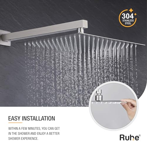 Ruhe® Aplha ABS Overhead Shower with Chrome Finish | 4.5x4.5 Inches Rain Shower for Bathrooms| Square Showerhead with Easy-to-Clean Silicone Nozzles.| WITHOUT SHOWER ARM - Image 3