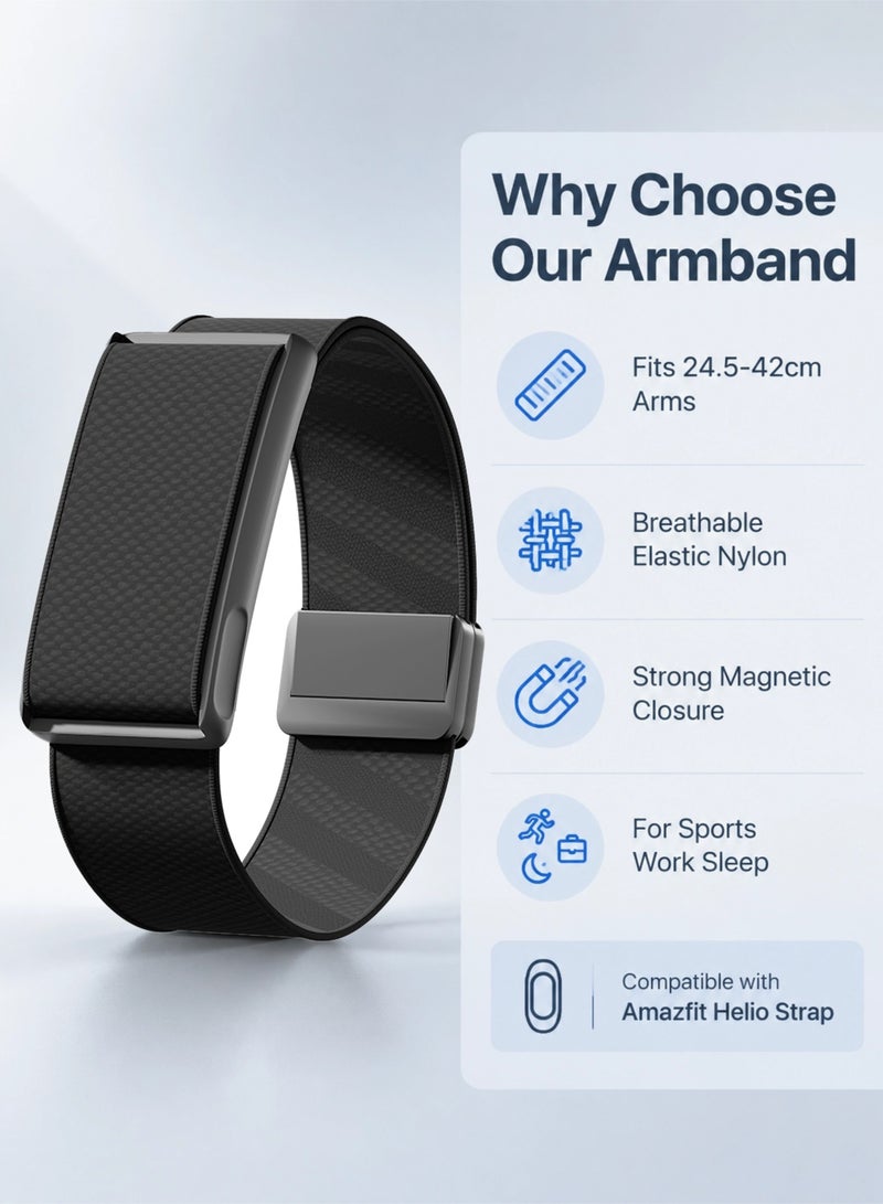 إس كولور حزام ذراع علوي متوافق مع سوار Amazfit Helio، قابل للتعديل من النايلون، مريح وقابل للتهوية ومرن ومقاوم للعرق، لتتبع الأنشطة اليومية والنوم والتعافي على مدار الساعة - Image 5