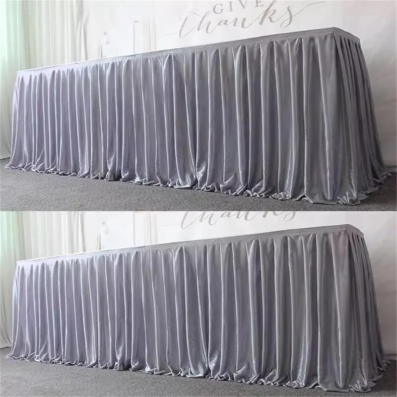 Table Skirt Polyester Pleated Table Skirt Ruffle Tablecloth for Wedding Birthday Party Baby Shower Bridal Shower Banquet Table Decorations for Rectangle or Round Table(Pink,H75cm x L300cm) - Image 4