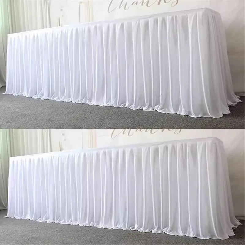 Table Skirt Polyester Pleated Table Skirt Ruffle Tablecloth for Wedding Birthday Party Baby Shower Bridal Shower Banquet Table Decorations for Rectangle or Round Table(Pink,H75cm x L300cm) - Image 2