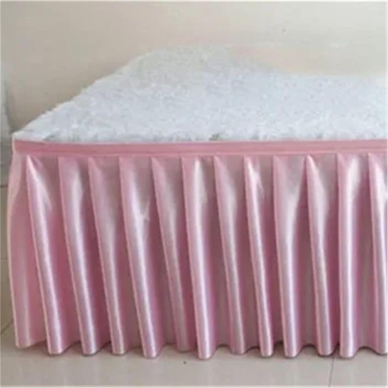Table Skirt Polyester Pleated Table Skirt Ruffle Tablecloth for Wedding Birthday Party Baby Shower Bridal Shower Banquet Table Decorations for Rectangle or Round Table(Pink,H75cm x L300cm) - Image 1