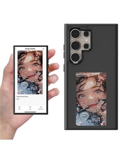 Smart E Ink Display Phone Case for Samsung S24 Ultra, 4 Color Ink Display Photo Case with Carbon Fiber Style, Shock-Resistant & Anti-Scratch (Black), NFC Transmission, Long Lasting Imaging Display