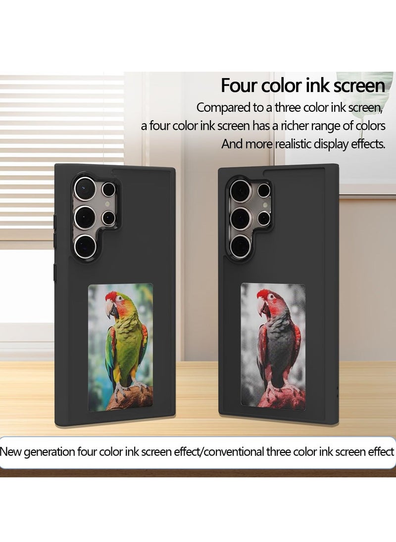 Generic - Smart E Ink Display Phone Case for Samsung S24 Ultra, 4 Color Ink Display Photo Case with Carbon Fiber Style, Shock-Resistant & Anti-Scratch (Black), NFC Transmission, Long Lasting Imaging Display - Image 1