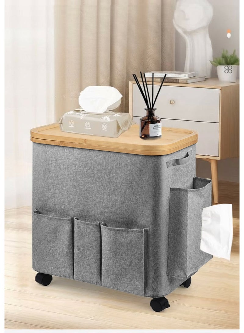 والالا سلة تخزين الملابس المتسخة المحمولة متعددة الوظائف المقاومة للغبار مع بكرات وحقائب جانبية - Image 5