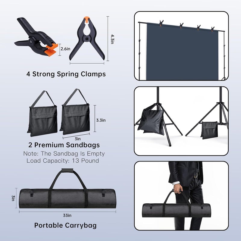 BEIYANG Backdrop Stand, 7.5 FT x 10 FT Adjustable Photography Background Support System Kit with Carrying Bag for Photo Video Studio - Image 5