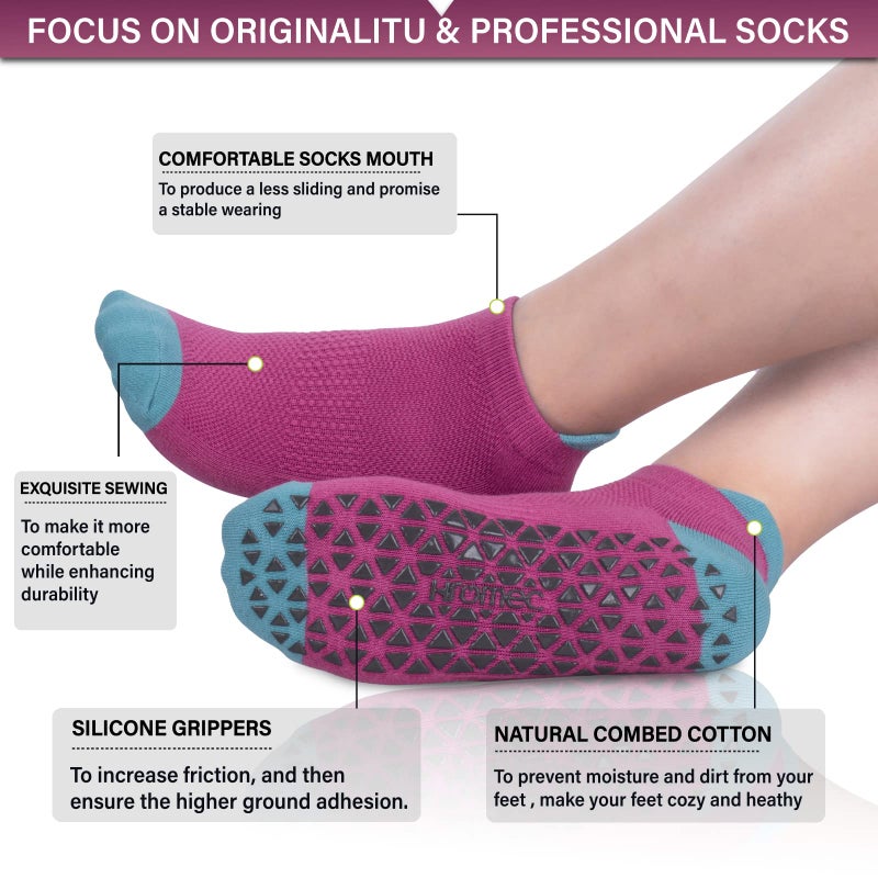 Hromec Non Slip Yoga Socks with Grips for Pilates, Ballet, Barre, Barefoot,Bikram,Hospital Anti Skid Socks for Women and Men - Image 4