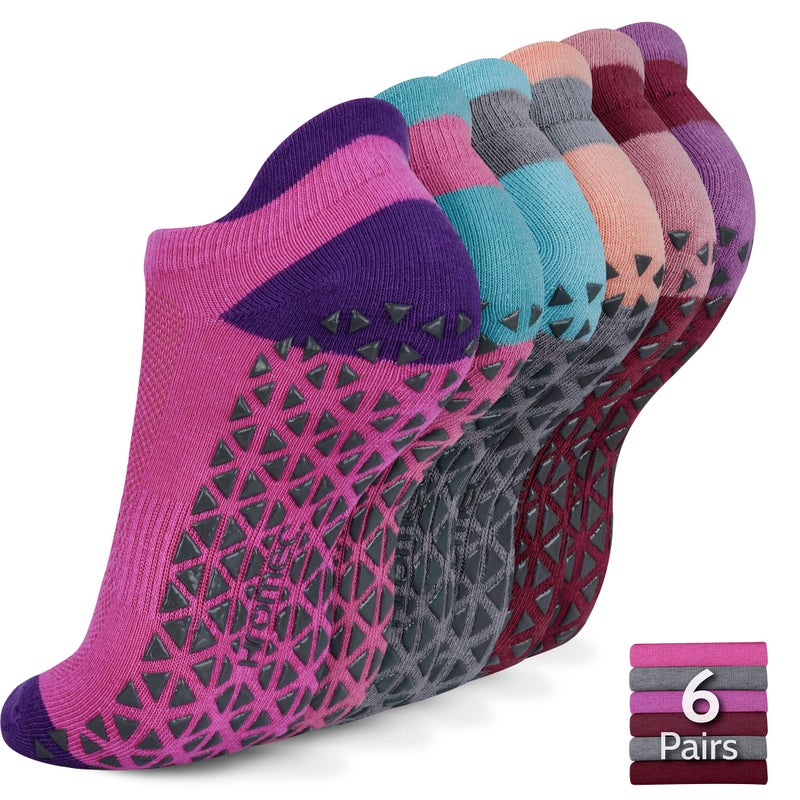 Hromec Non Slip Yoga Socks with Grips for Pilates, Ballet, Barre, Barefoot,Bikram,Hospital Anti Skid Socks for Women and Men - Image 1