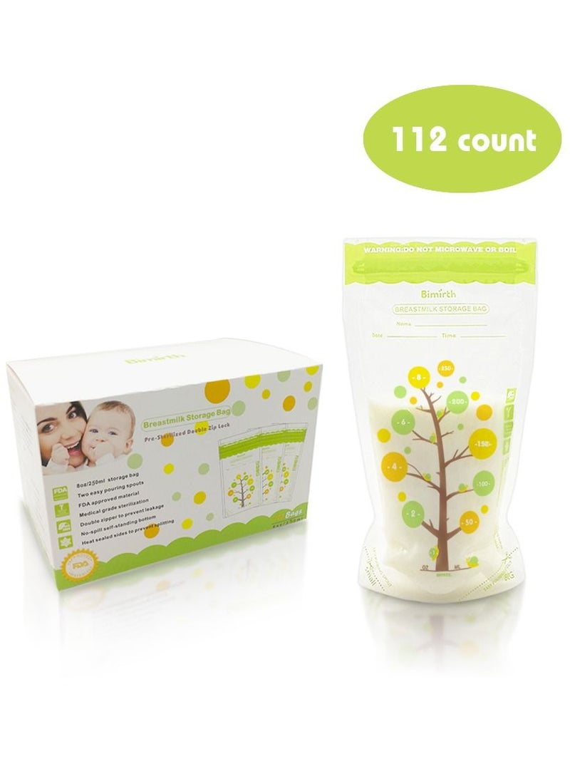 Bimirth 112 Piece Baby Self Standing Bottom Design Breast Milk Storage Bags With Double Zipper  - Image 1