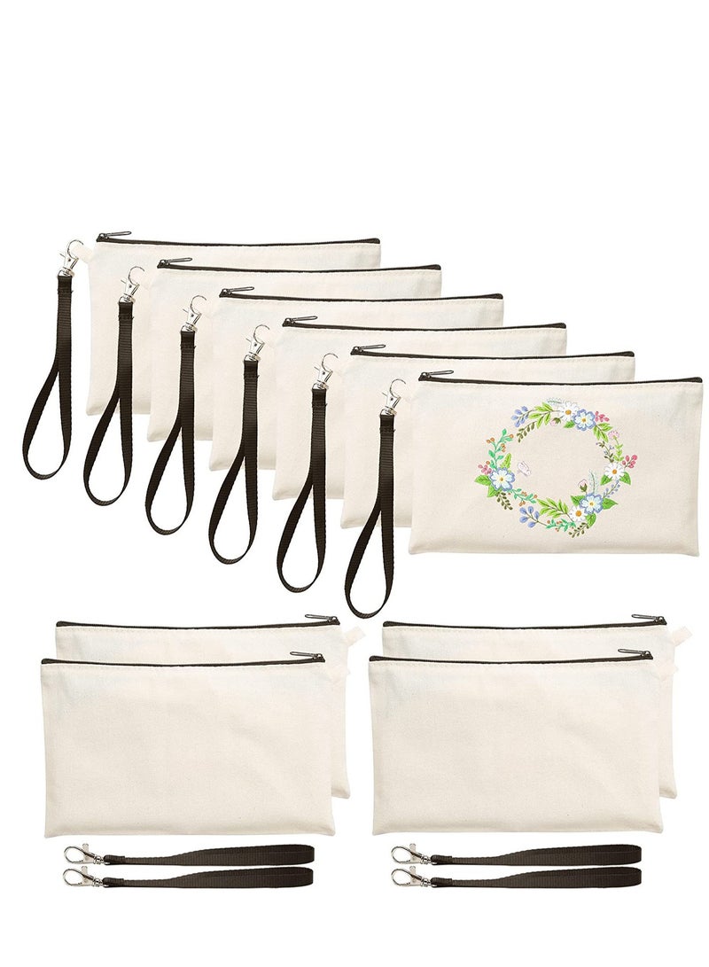 Cosmetic Bags Sublimation Blank Heat Transfer Makeup Bags with Wristband Lanyards for DIY Craft Travel Canvas Zipper Pencil Bags Multi-purpose Travel Toiletry Bag 10PCS - Image 1