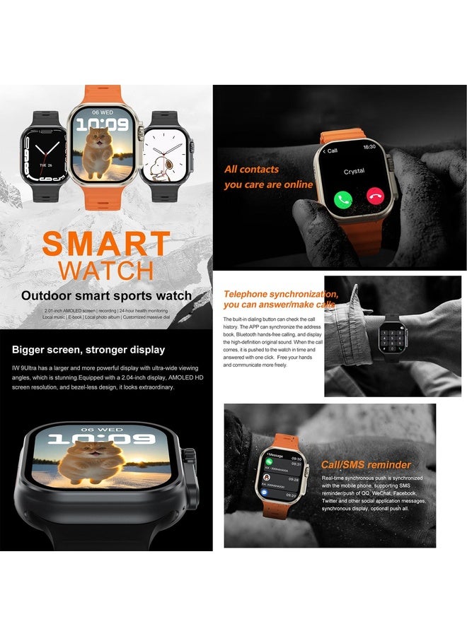 HuHa iW9 Ultra 2.04 inch Screen Smart Call Watch, BT Call / Heart Rate / Blood Pressure / Blood Oxygen(Orange Gold) - Image 5