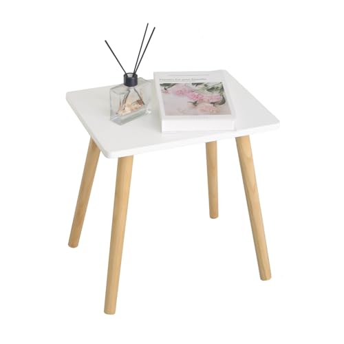 AWASEN Side Table Small End Accent Table for Living Room Bedroom Office Small Spaces Modern White Side Table Nightstand with Solid Wood Easy Assembly White