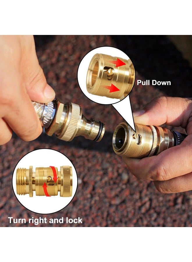 YELUN Garden Hose Quick Connectors Solid Brass 3/4 inch GHT External Thread Easy Connect Fittings No-Leak Water Hose Male Quick Connector and Female Product adapters (2 Sets) - Image 3