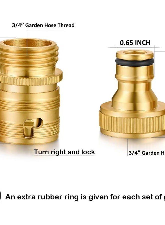 YELUN Garden Hose Quick Connectors Solid Brass 3/4 inch GHT External Thread Easy Connect Fittings No-Leak Water Hose Male Quick Connector and Female Product adapters (2 Sets) - Image 2