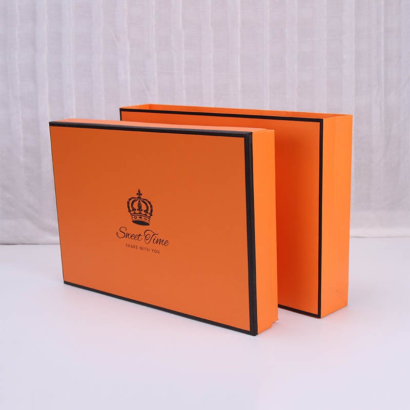 Simple Orange Silk Scarf Heaven And Earth Cover Gift Packaging Box Exquisite Gift Box Clothing Skin Care Products Light Luxury Gift Box - Image 4