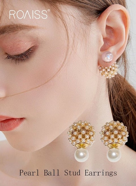 Silver needle two wearing pearl hydrangea flower earrings fashion elegant temperament earrings Chinese style new earrings female