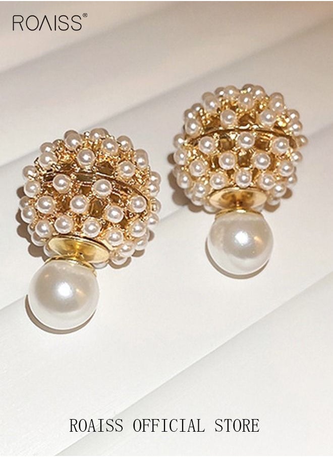 roaiss Silver needle two wearing pearl hydrangea flower earrings fashion elegant temperament earrings Chinese style new earrings female  - Image 4