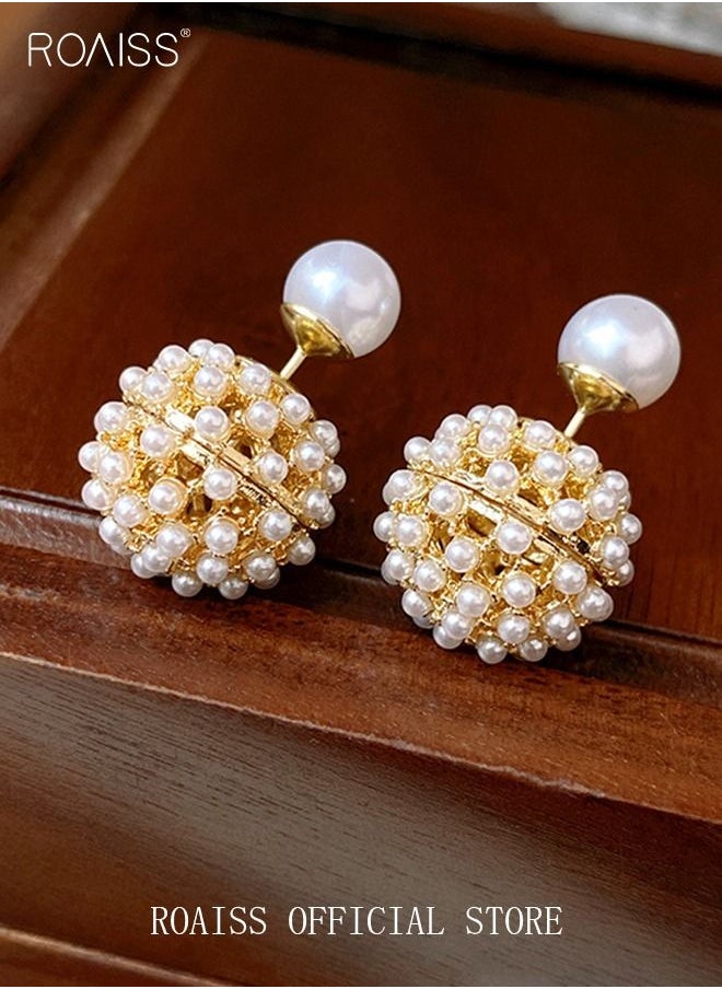 roaiss Silver needle two wearing pearl hydrangea flower earrings fashion elegant temperament earrings Chinese style new earrings female  - Image 5